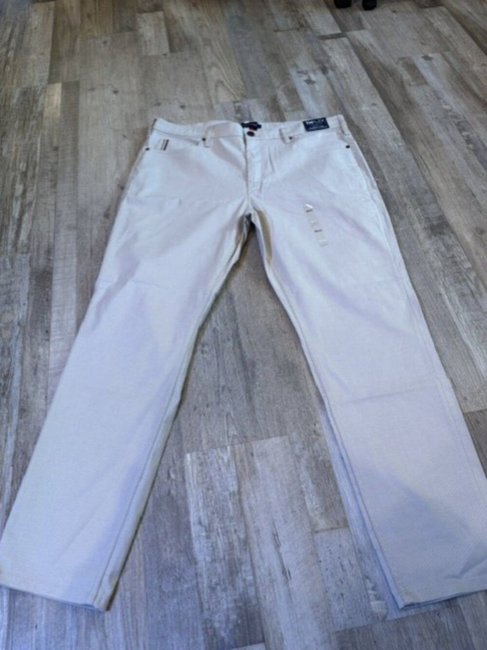 NEW Tommy Hilfiger TH Flex Stretch 5-Pocket Beige Straight Leg Pants Men 38x32